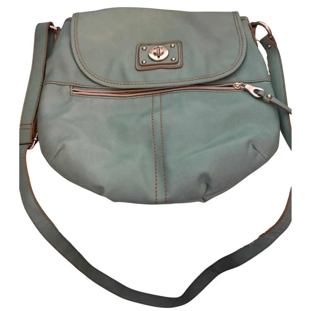 Relic Crossbody Bag Women Medium Teal Green Faux Leather Turnlock Crossbody